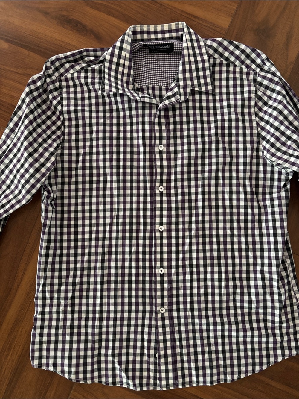 Graham Men's Purple and White Check Button-Down Shirt